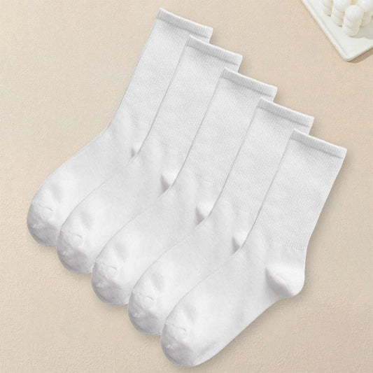 5 Pairs Men Solid Color Socks Simple Versatile Fashionable