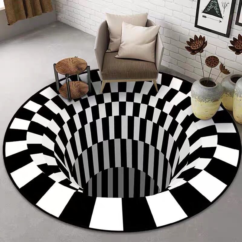 Nordic Abstract ins Style Black and White Crystal Velvet Carpet