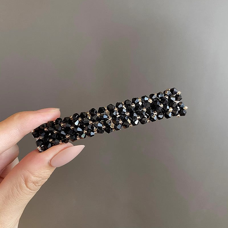 Four-row Crystal Beaded Spring Clip