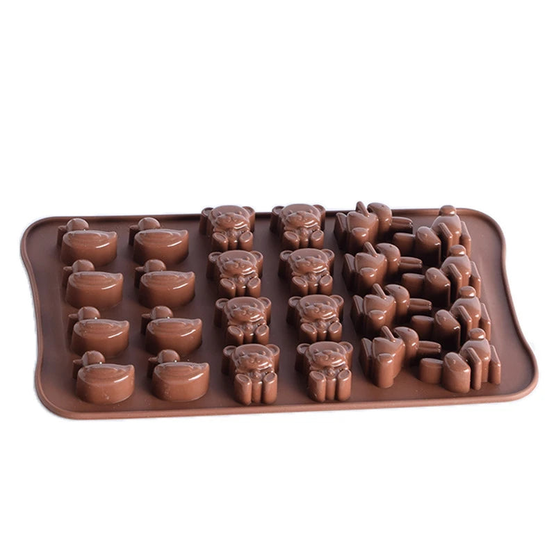 24 Holes Bear Rabbit Duck Shaped 3D Silicon Chocolate