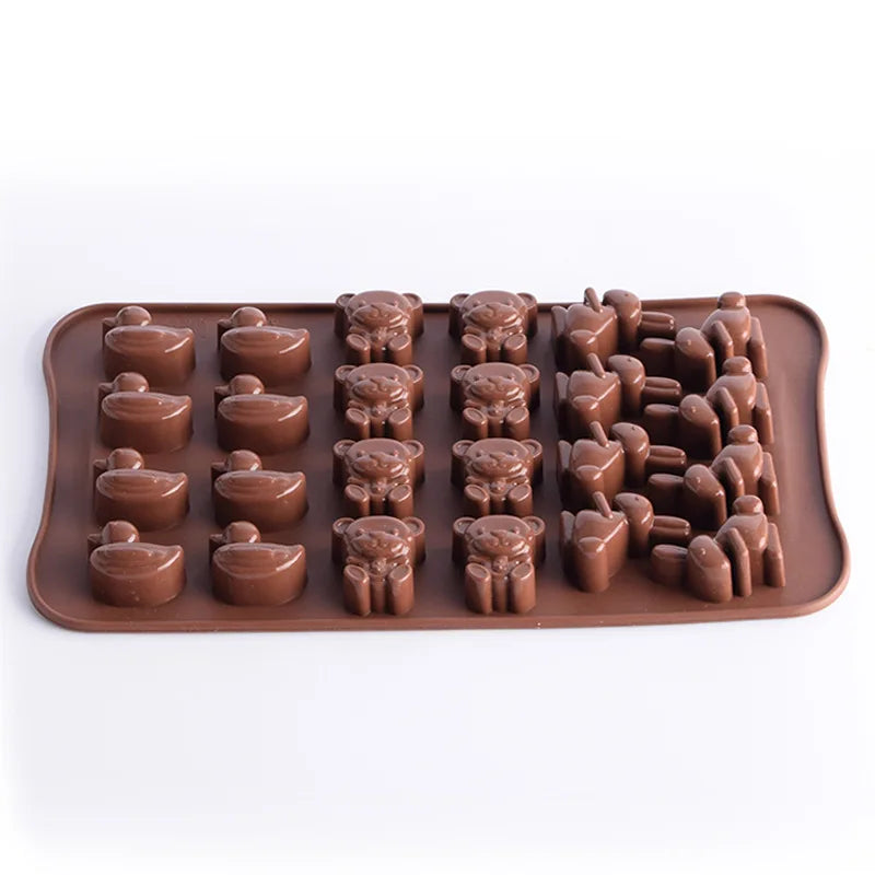 24 Holes Bear Rabbit Duck Shaped 3D Silicon Chocolate