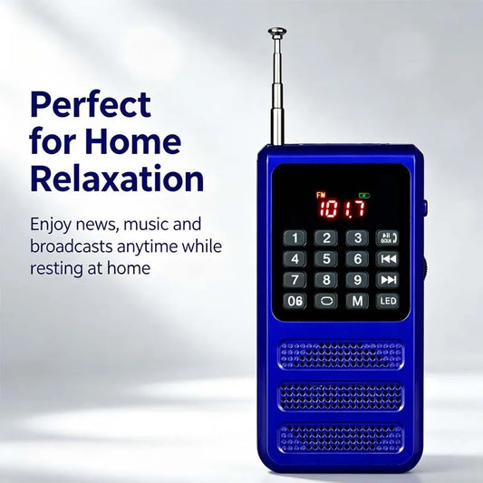 Small Portable Pocket FM Radio with Flashlight Voice Recorder SD Card MP3 Player