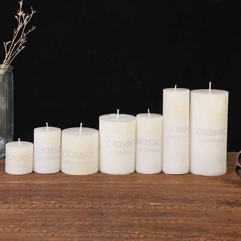 Classic European Ivory White Large Cylinder Candel