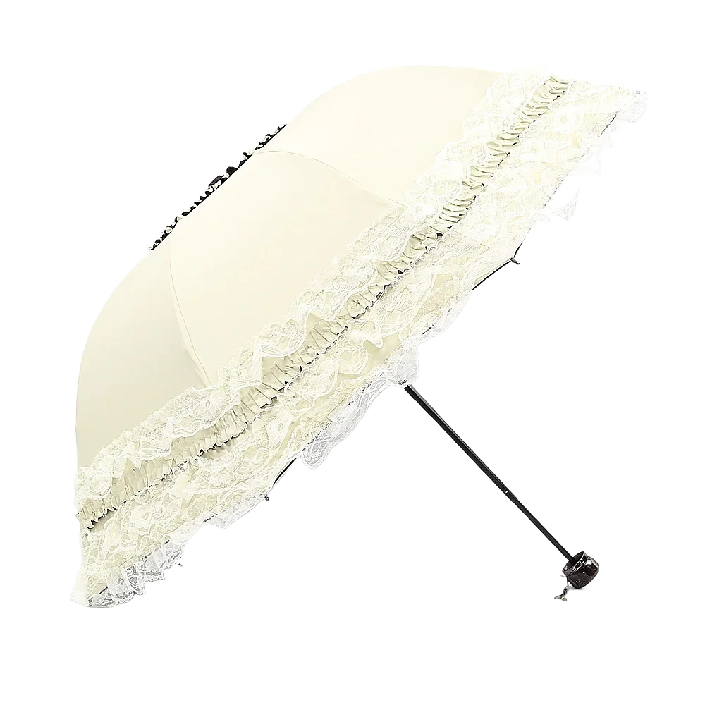Fashion Lolita Lace Sun Umbrella Anti-UV Protection Thickened Portable Sunshade Folding Waterproof Folding Umbrella Girl