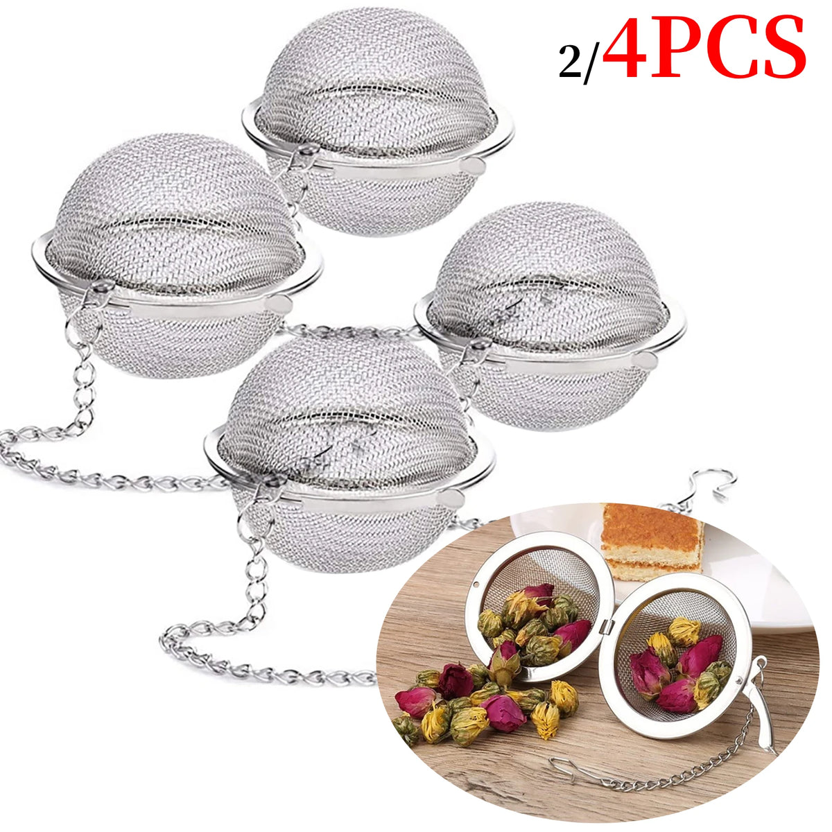 2/4pcs Stainless Steel Tea Infuser Sphere