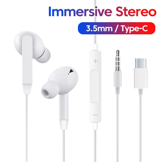 Type C/3.5mm Wired Earphone In Ear Headset HIFI Heavy Bass Earbuds