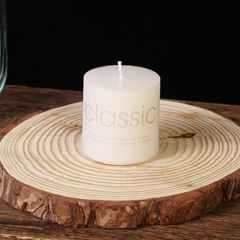 Classic European Ivory White Large Cylinder Candel