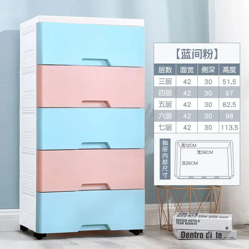 42cm Width Stackable Drawer Storage Cabinet  Versatile Plastic Organizer for Kids' Clothes Toys Home Modular Design