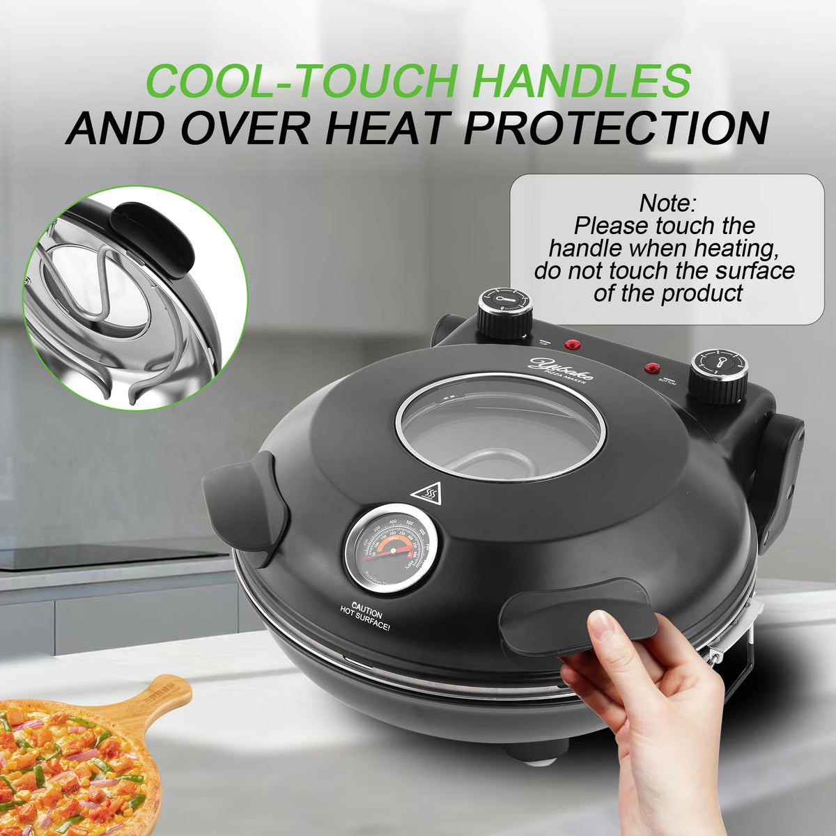 12 Inch Electric Pizza Oven Indoor 1200W