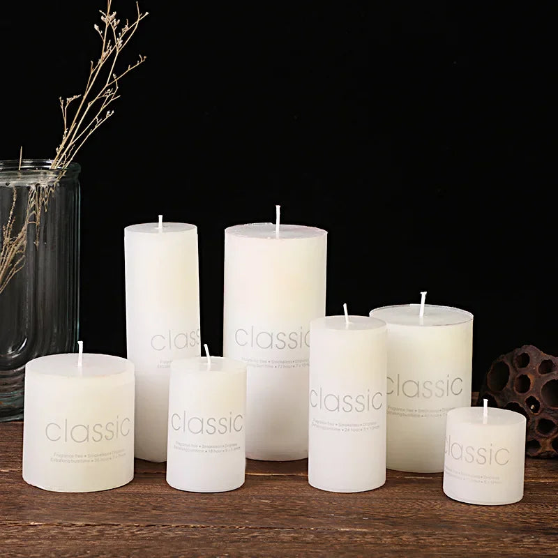 Classic European Ivory White Large Cylinder Candel