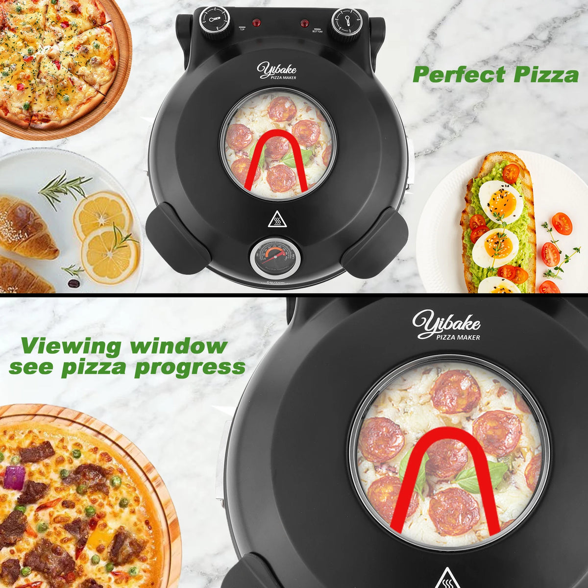 12 Inch Electric Pizza Oven Indoor 1200W
