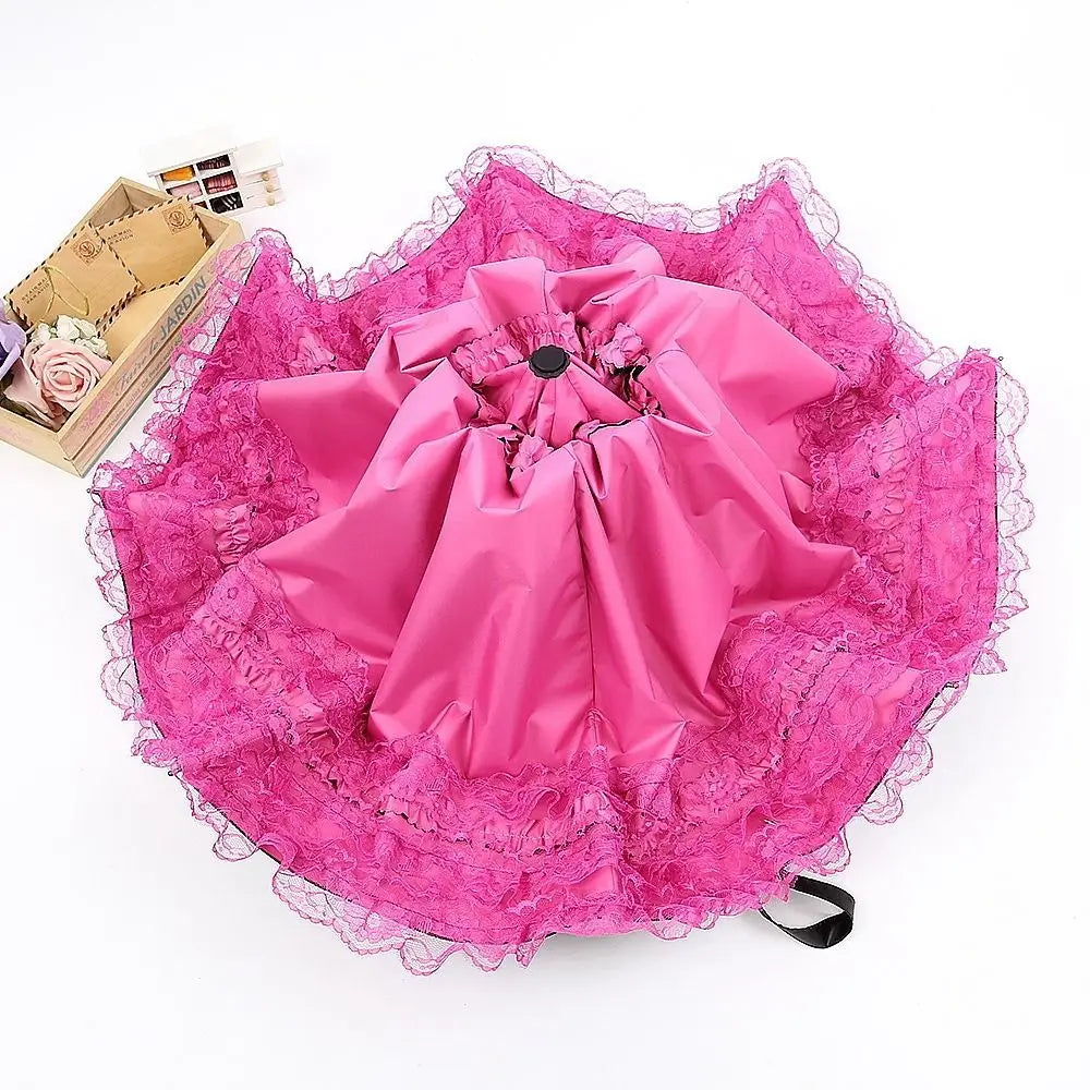 Fashion Lolita Lace Sun Umbrella Anti-UV Protection Thickened Portable Sunshade Folding Waterproof Folding Umbrella Girl