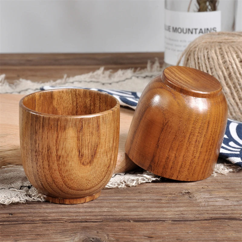 Wooden Cup Wood Coffee Tea Beer Juice Milk Water Mug Coffee Beer Mug with Wood Handle Retro Office Kitchen Drinkware Accessories
