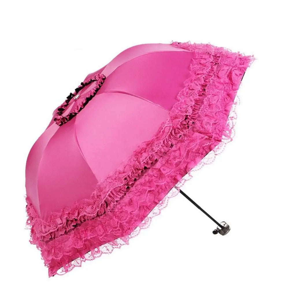 Fashion Lolita Lace Sun Umbrella Anti-UV Protection Thickened Portable Sunshade Folding Waterproof Folding Umbrella Girl