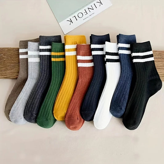 5 Pairs Men's Fall Winter Socks–Fun Vintage Design