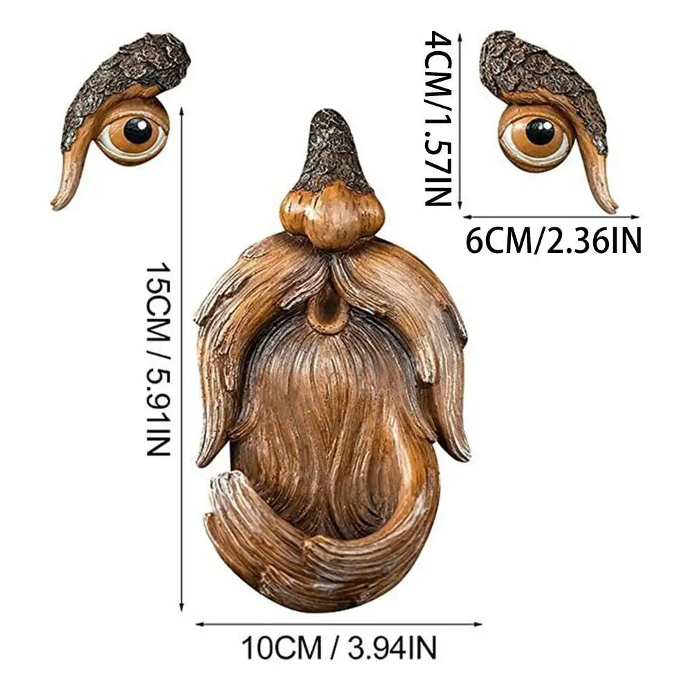 Outdoor Tree Faces Decor - Large Hand-Painted Resin Craft with Funny Unique Design, Also Bird Feeder, Solves Plain Yard/Garden