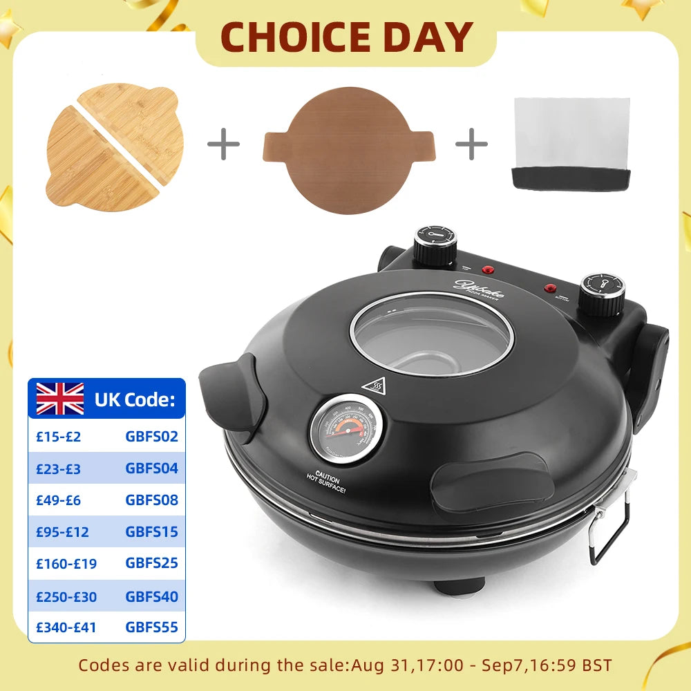 12 Inch Electric Pizza Oven Indoor 1200W