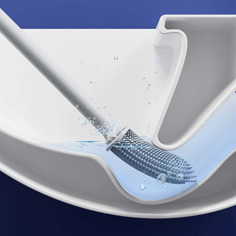 Light luxury Silicone Toilet Brush with Long Handle Flexible Cleane MINI Bathroom Brush Quick Drying Holder Bathroom Accessories