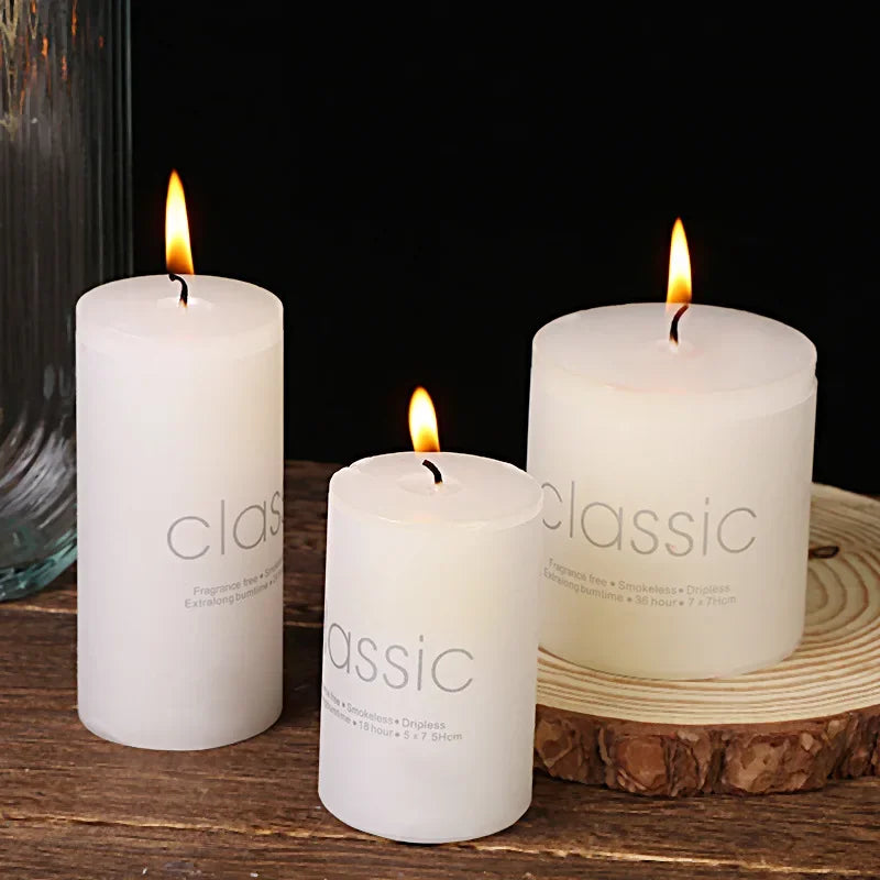 Classic European Ivory White Large Cylinder Candel