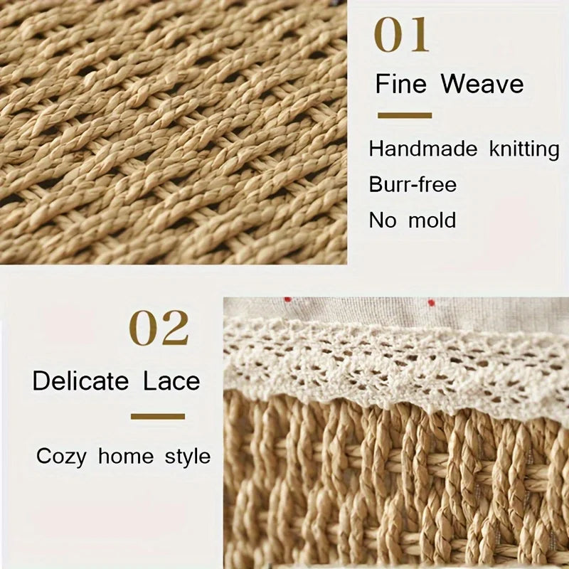 1pc Handmade Rattan Storage Basket