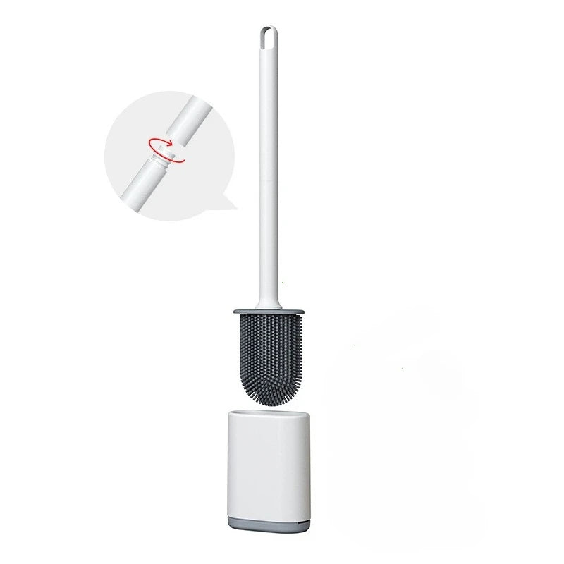 Light luxury Silicone Toilet Brush with Long Handle Flexible Cleane MINI Bathroom Brush Quick Drying Holder Bathroom Accessories