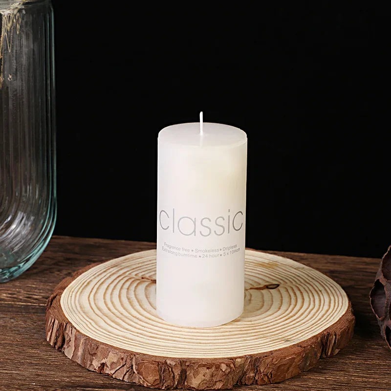 Classic European Ivory White Large Cylinder Candel