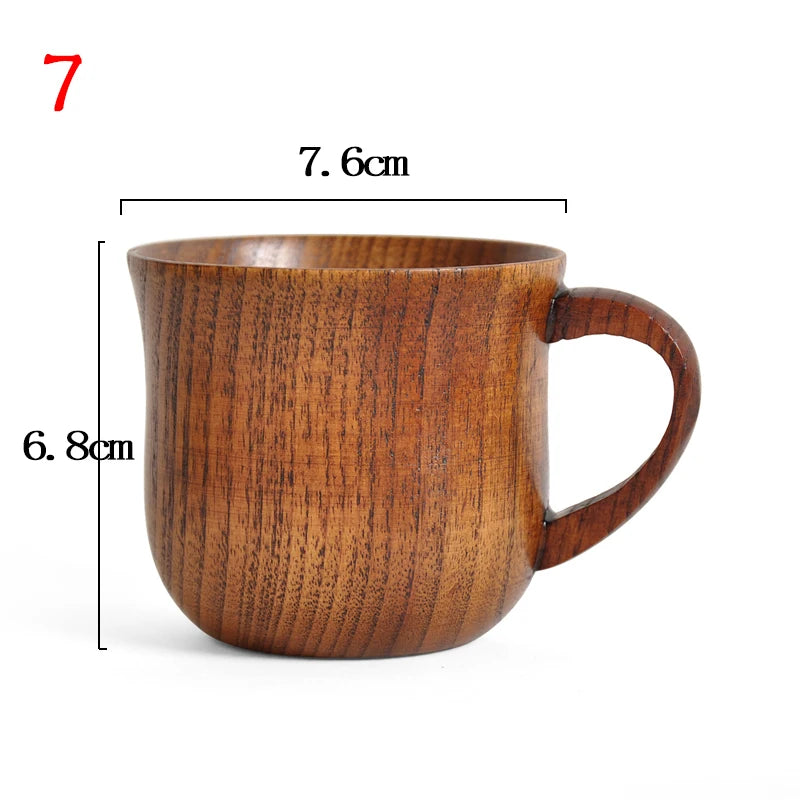 Wooden Cup Wood Coffee Tea Beer Juice Milk Water Mug Coffee Beer Mug with Wood Handle Retro Office Kitchen Drinkware Accessories