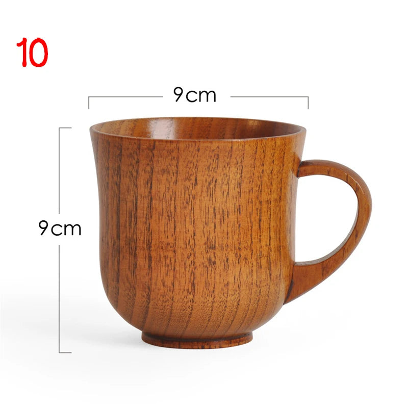 Wooden Cup Wood Coffee Tea Beer Juice Milk Water Mug Coffee Beer Mug with Wood Handle Retro Office Kitchen Drinkware Accessories