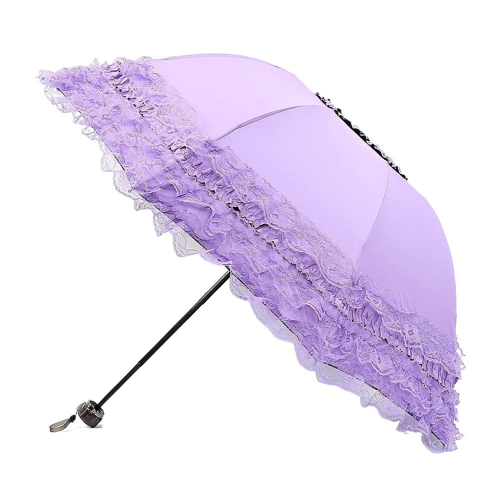 Fashion Lolita Lace Sun Umbrella Anti-UV Protection Thickened Portable Sunshade Folding Waterproof Folding Umbrella Girl