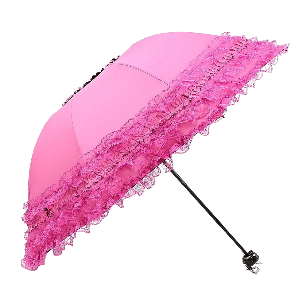 Fashion Lolita Lace Sun Umbrella Anti-UV Protection Thickened Portable Sunshade Folding Waterproof Folding Umbrella Girl