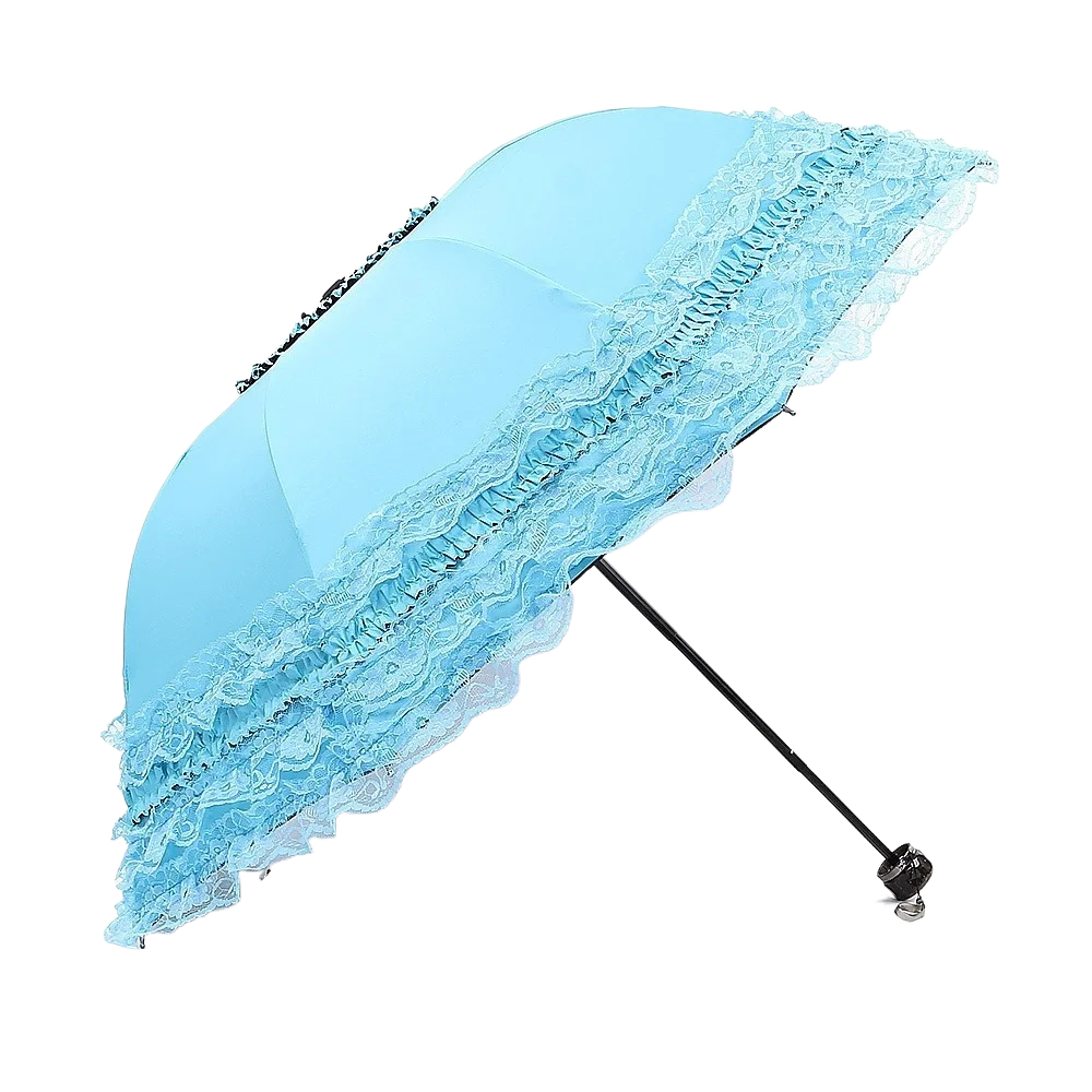 Fashion Lolita Lace Sun Umbrella Anti-UV Protection Thickened Portable Sunshade Folding Waterproof Folding Umbrella Girl