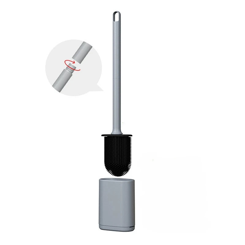 Light luxury Silicone Toilet Brush with Long Handle Flexible Cleane MINI Bathroom Brush Quick Drying Holder Bathroom Accessories