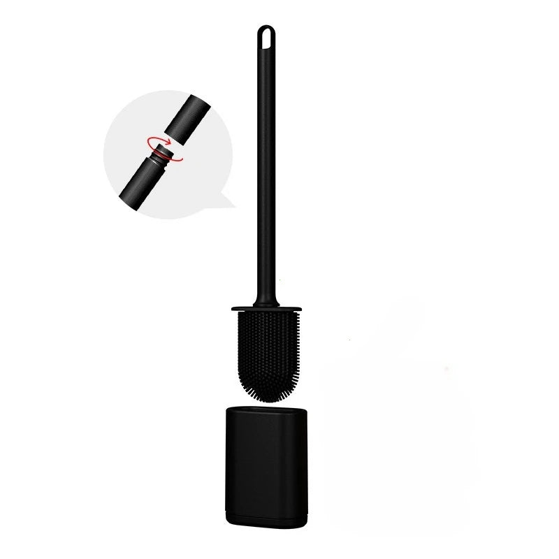 Light luxury Silicone Toilet Brush with Long Handle Flexible Cleane MINI Bathroom Brush Quick Drying Holder Bathroom Accessories