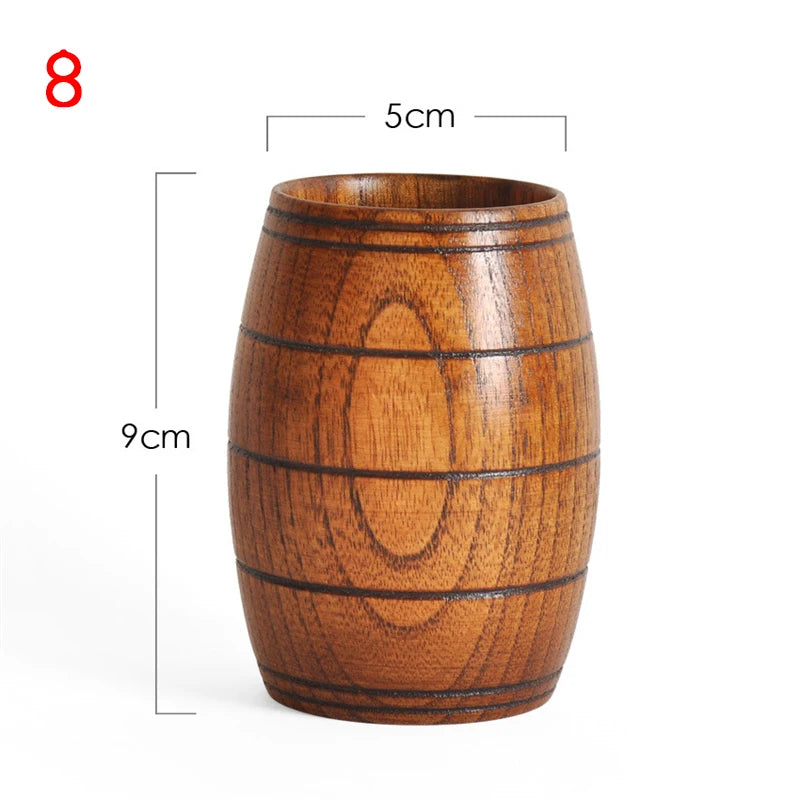 Wooden Cup Wood Coffee Tea Beer Juice Milk Water Mug Coffee Beer Mug with Wood Handle Retro Office Kitchen Drinkware Accessories