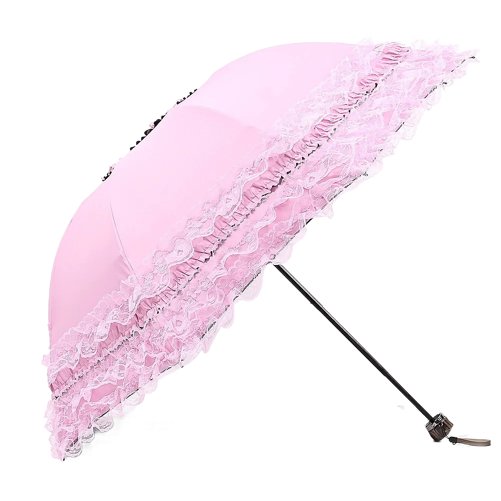 Fashion Lolita Lace Sun Umbrella Anti-UV Protection Thickened Portable Sunshade Folding Waterproof Folding Umbrella Girl