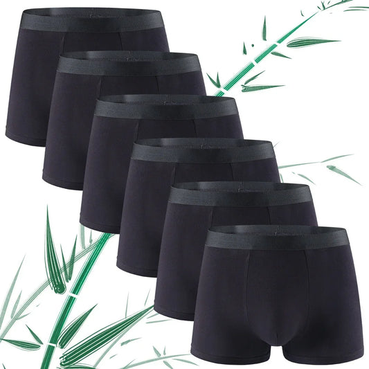 6 Pieces Bamboo Fiber Men's Underwear Solid Color Simple Men