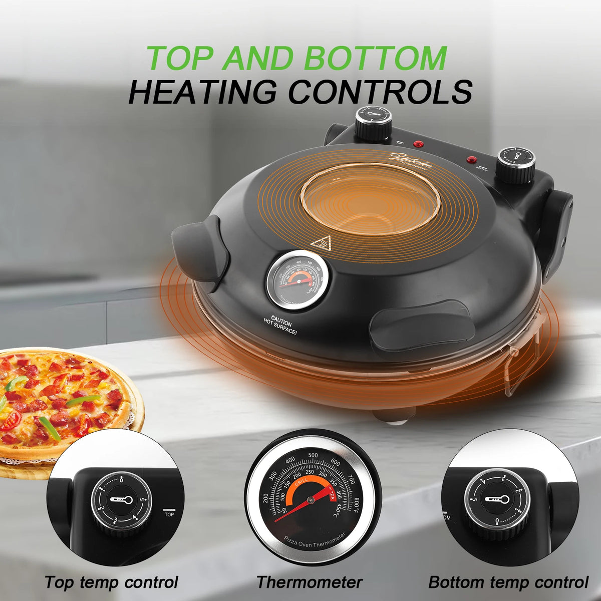 12 Inch Electric Pizza Oven Indoor 1200W