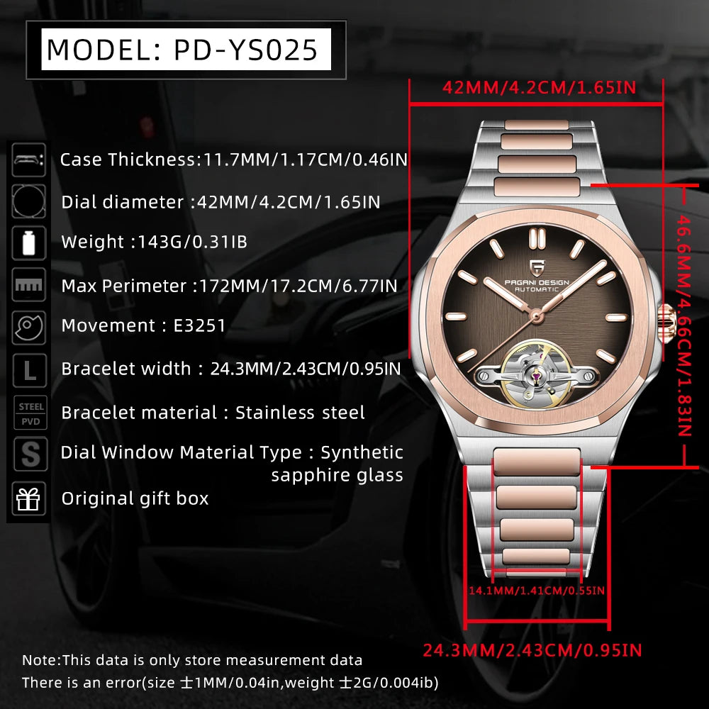 PAGANI DESIGN 2026 Men's Watch Gold Automatic Watch For Men