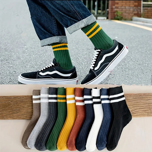 5 Pairs Men's Fall Winter Socks–Fun Vintage Design