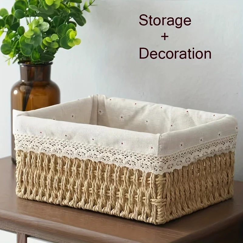 1pc Handmade Rattan Storage Basket