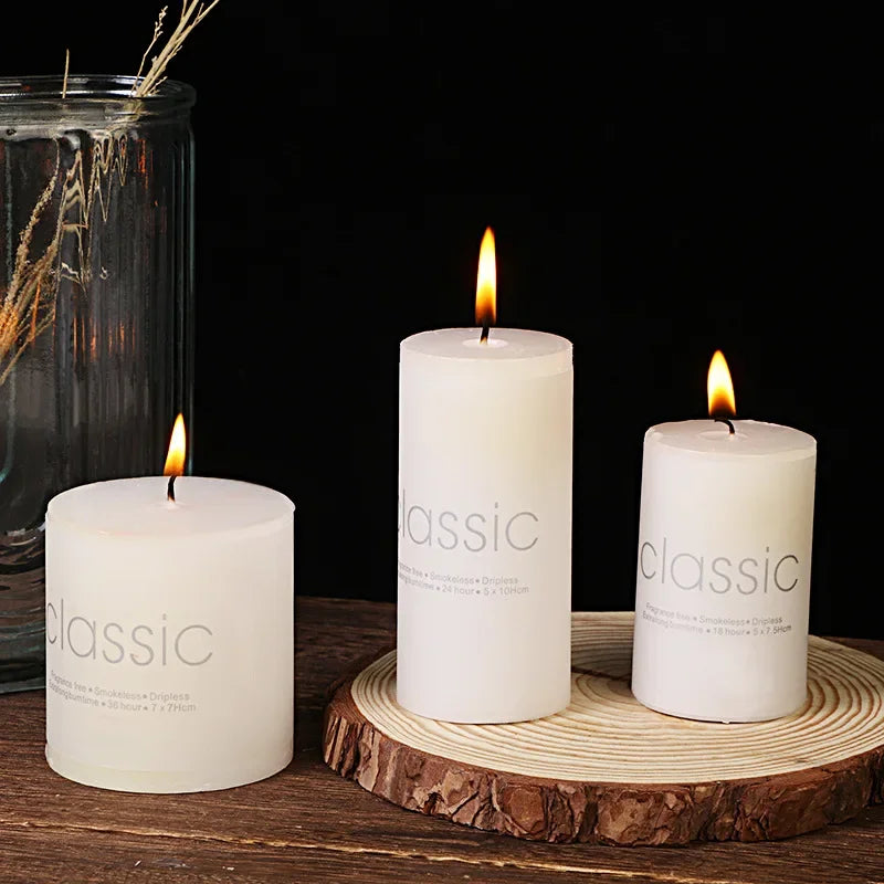 Classic European Ivory White Large Cylinder Candel