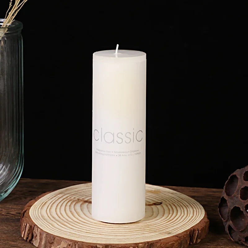 Classic European Ivory White Large Cylinder Candel